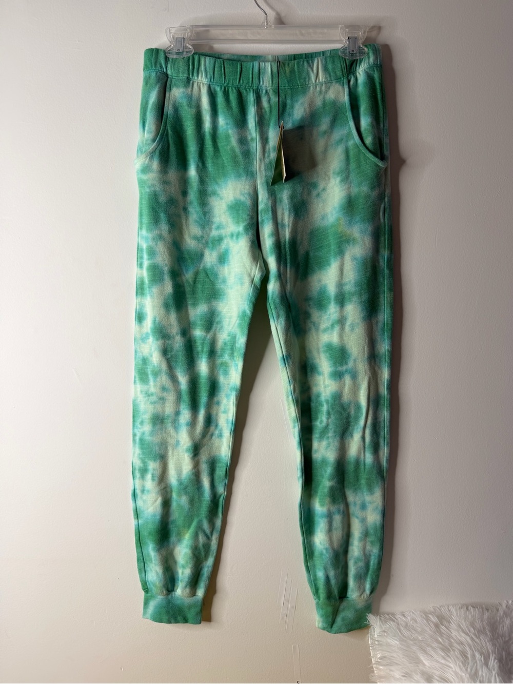 Monrow Green & White Tie-Dye Jogger Pants